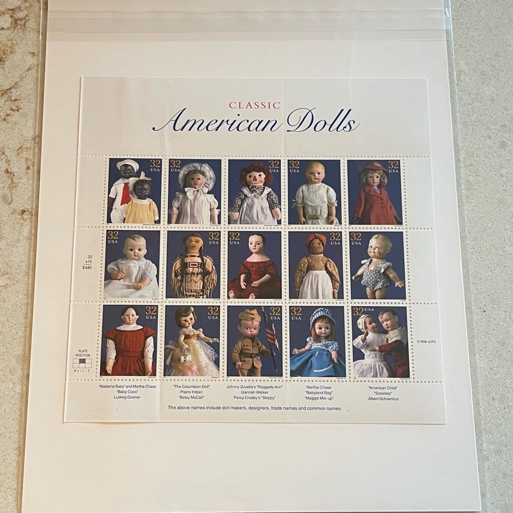 Vintage Classic American Dolls Stamp Sheet
